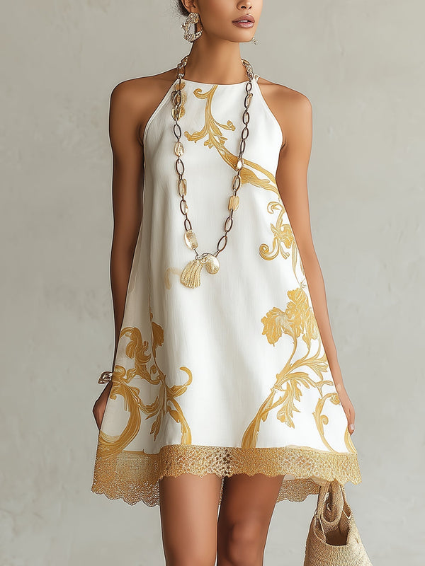 Héloïse | Abito Mini in Pizzo Bianco con Motivo Floreale