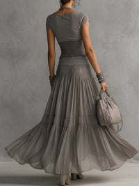 Aloïse | Completo in Pizzo Grigio Plissettato