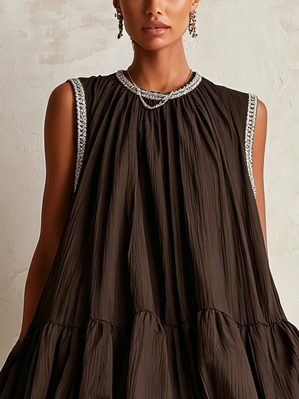 Colette | Abito Mini Marrone Senza Maniche