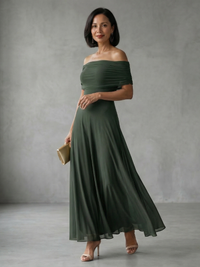 June | Abito Midi con Spalle Scoperte Drappeggiato