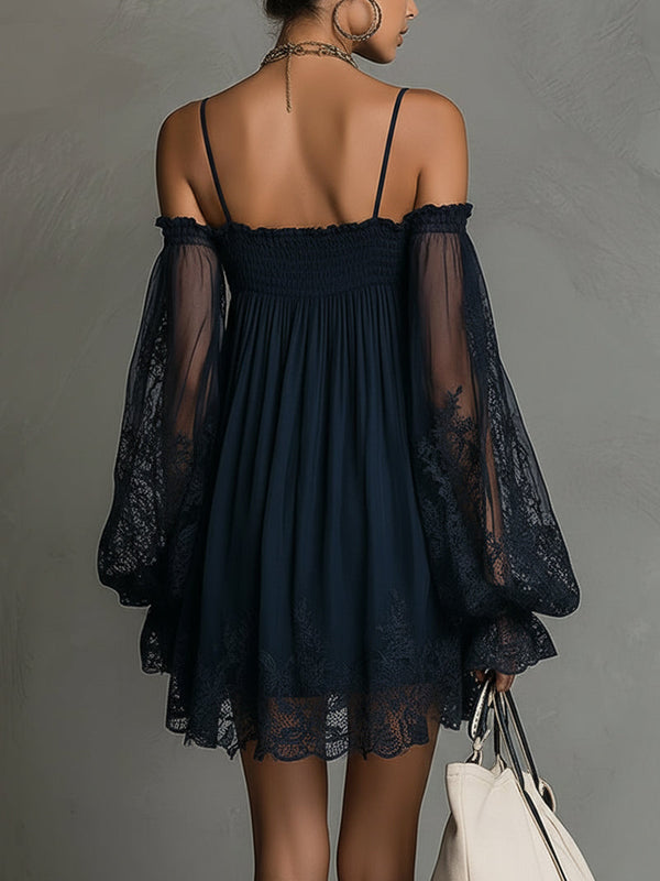 Noemi | Abito Mini in Chiffon Blu Navy