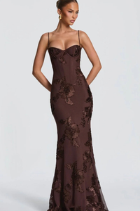 Anastasia | Abito Maxi con Motivo Floreale con Ricamo