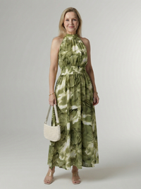 Sylin | Abito Midi con Collo Halter Arricciato