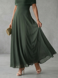 June | Abito Midi con Spalle Scoperte Drappeggiato