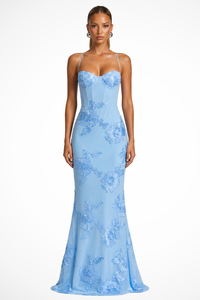 Anastasia | Abito Maxi con Motivo Floreale con Ricamo