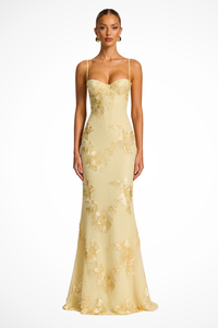Anastasia | Abito Maxi con Motivo Floreale con Ricamo