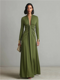 Valentine | Abito Maxi con Scollo a V con Volant