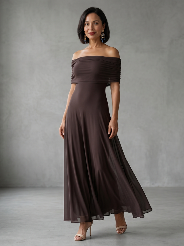June | Abito Midi con Spalle Scoperte Drappeggiato