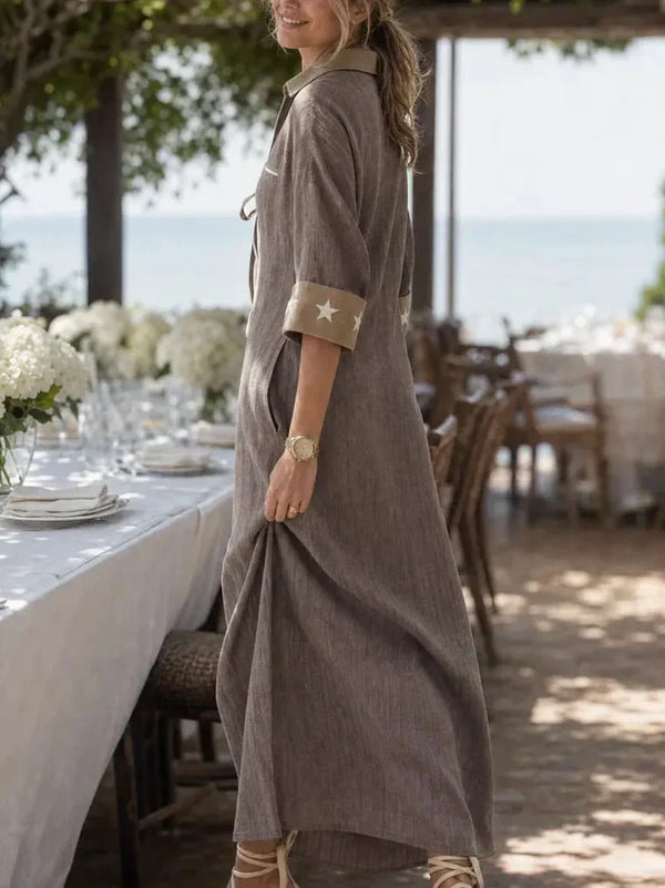 MAREN | Abito Maxi in Lino a Righe