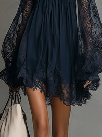Noemi | Abito Mini in Chiffon Blu Navy
