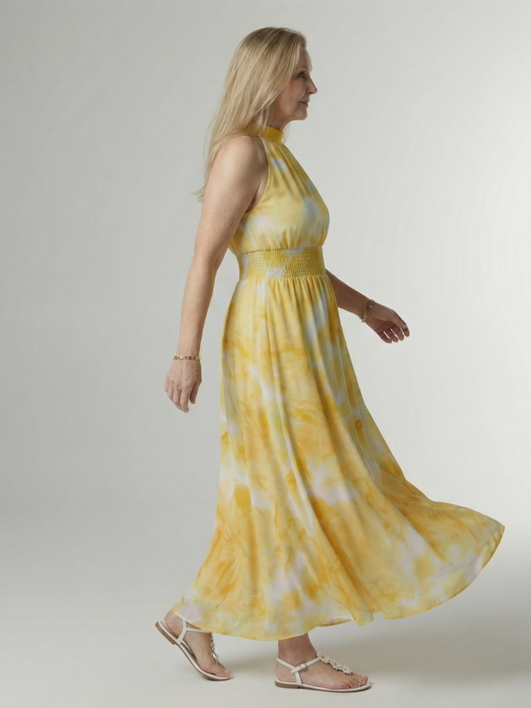 Sylin | Abito Midi con Collo Halter Arricciato