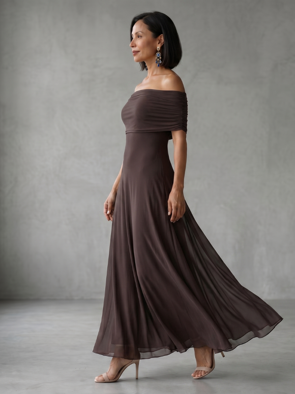 June | Abito Midi con Spalle Scoperte Drappeggiato