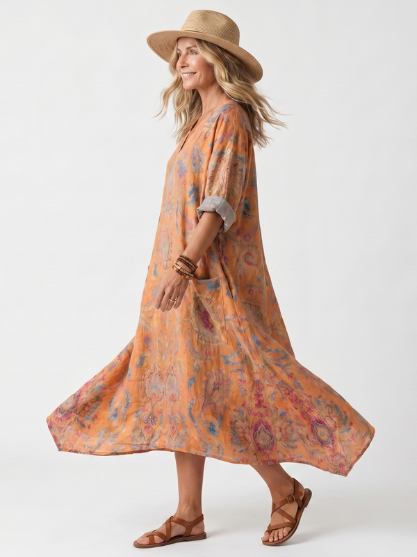 Réjane | Oversize Abito Midi con Colletto con Tasche