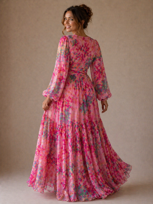 Violet & Grace | Abito con Motivo Floreale a Portafoglio