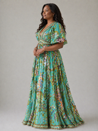 Violet & Grace | Abito Maxi con Scollo a V con Maniche a Sbuffo