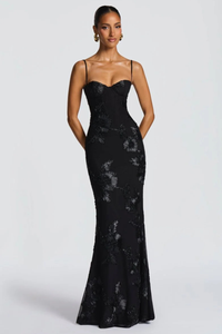 Anastasia | Abito Maxi con Motivo Floreale con Ricamo