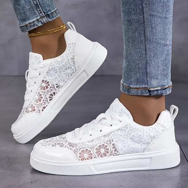 Dentelle | Sneakers da Donna in Pizzo con Motivo Floreale