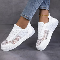 Dentelle | Sneakers da Donna in Pizzo con Motivo Floreale