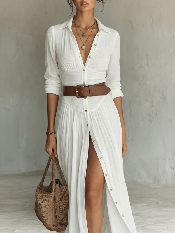 Constance | Abito Maxi a Maniche Lunghe con Colletto