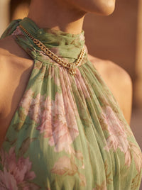 Olivia | Abito con Motivo Floreale con Collo Halter