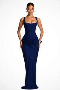 Rosalind | Abito Maxi con Scollo Quadrato Drappeggiato
