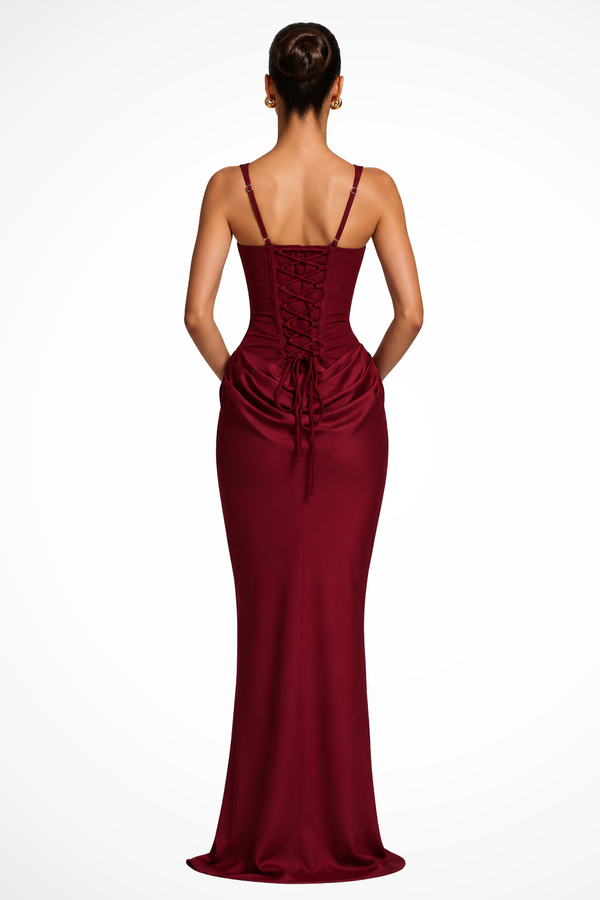 Rosalind | Abito Maxi con Scollo Quadrato Drappeggiato