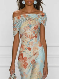 Vittoria | Abito Midi Blu con Motivo Floreale