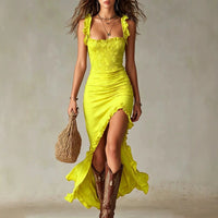 Jane | Boho Abito Maxi con Spacco