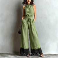 Halter Jumpsuit | Prodotto in Pizzo con Cintura