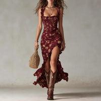 Zara | Boho Abito Maxi con Motivo Floreale con Spacco