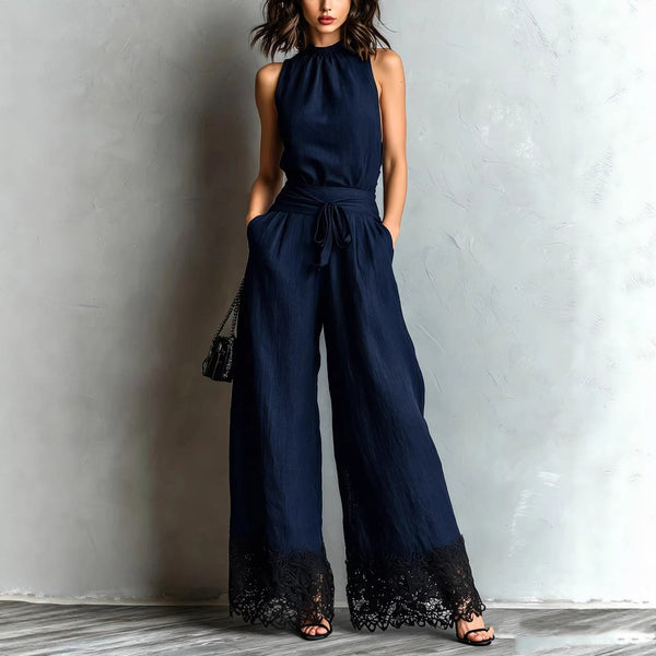 Halter Jumpsuit | Prodotto in Pizzo con Cintura