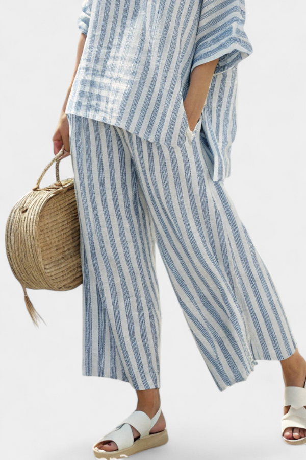 Talia | Prodotto in Lino Blu a Righe