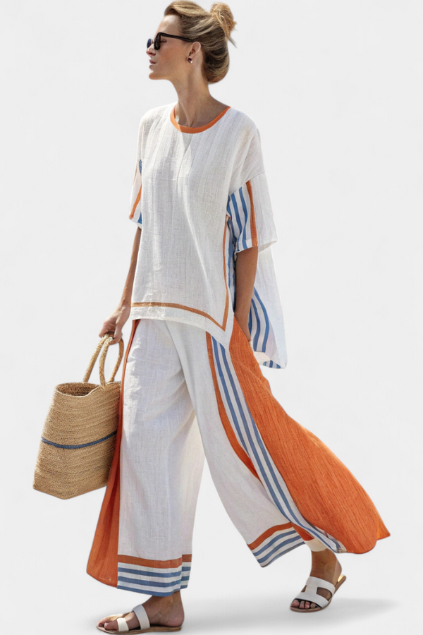 Natalia | Pantaloni da Donna in Lino a Righe