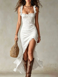 Jane | Boho Abito Maxi con Spacco