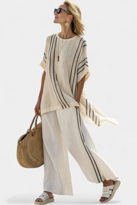 Marina | Pantaloni da Donna Avorio a Righe