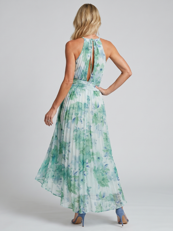 Portia | Abito Midi con Collo Halter Plissettato
