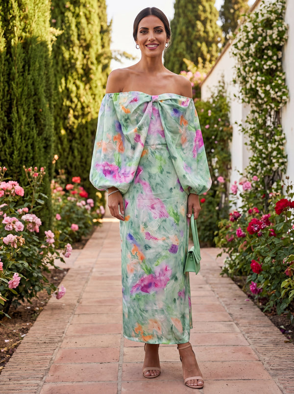 Lindaraja | Abito Maxi con Motivo Floreale