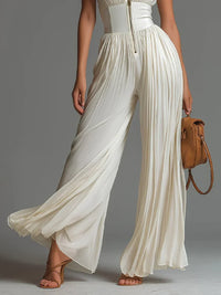 Victoire | Tuta in Chiffon Nero con Scollo a V Plissettato