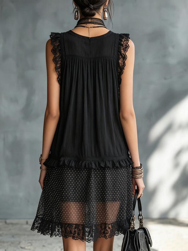Pauline | Abito Mini in Pizzo con Volant