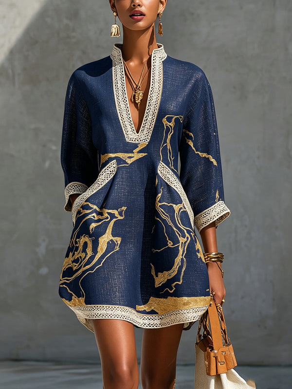 Cosette | Abito Mini in Pizzo Blu Navy all'Uncinetto