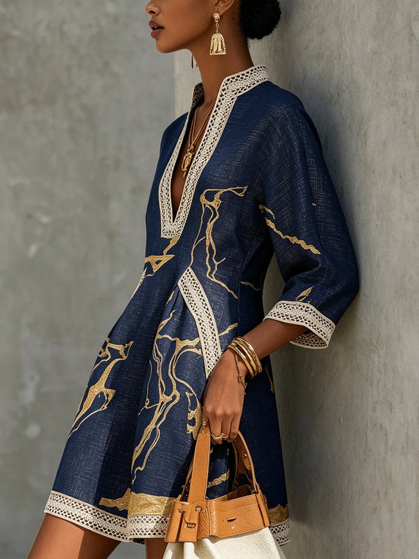Cosette | Abito Mini in Pizzo Blu Navy all'Uncinetto