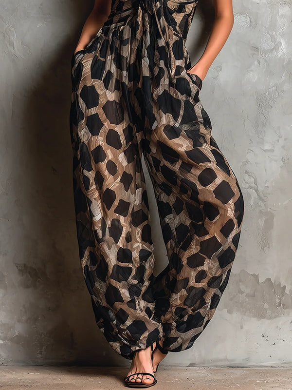 Roberte | Tuta in Chiffon con Collo Halter a Gamba Larga