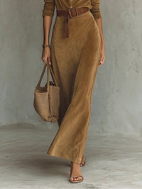 Corentine | Abito Maxi in Camoscio con Colletto