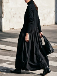 NOIR | Oversize Abito Maxi con Collo Alto con Tasche