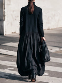 NOIR | Oversize Abito Maxi con Collo Alto con Tasche