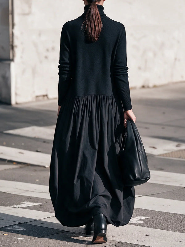 NOIR | Oversize Abito Maxi con Collo Alto con Tasche
