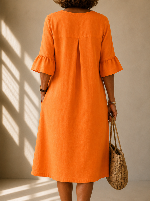 Mathilde | Abito Midi con Scollo a V con Bottoni