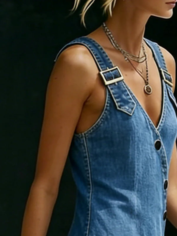 Vera | Abito in Denim con Bottoni