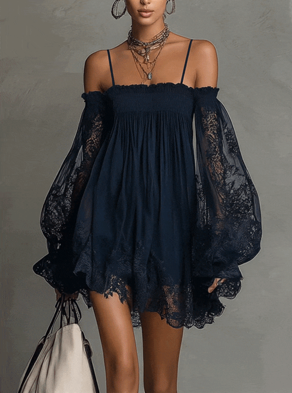 Noemi | Abito Mini in Chiffon Blu Navy