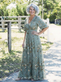 Violet & Grace | Abito Maxi con Motivo Floreale con Scollo a V